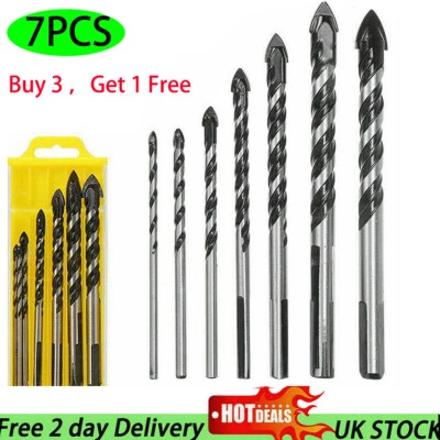 7XMulti-Material Tile Drill Bits Set Glass Ceramic Porcelain Granite Marble UK