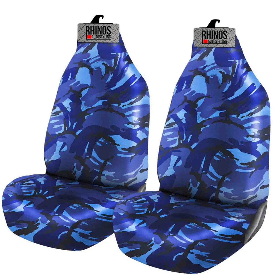 FOR CITROEN C3 PICASSO HeavyDuty Blue Camouflage Waterproof Car Seat Covers Pair - Image 1 of 1