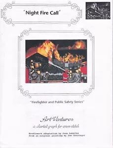 NIGHT FIRE CALL Firefighter Fireman Cross Stitch Pattern Art Ventures - Picture 1 of 2