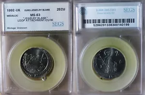 Error:Europa Pattern 1992 UK 2 Ecu Struck "Jewelry Blank" MS63 CT169 - Picture 1 of 1