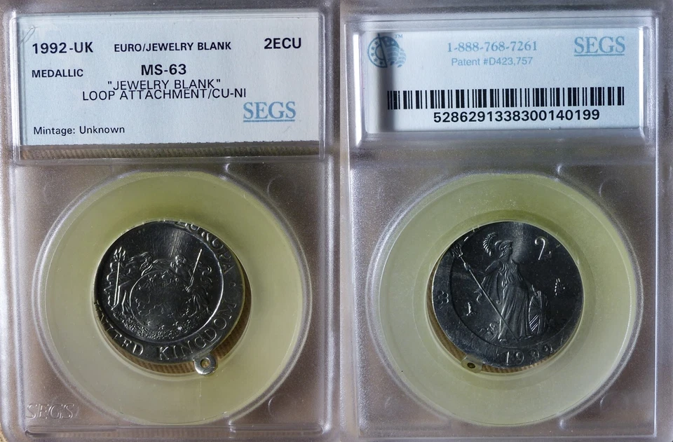 Error:Europa Pattern 1992 UK 2 Ecu Struck "Jewelry Blank" MS63 CT169 - Image 1 of 1