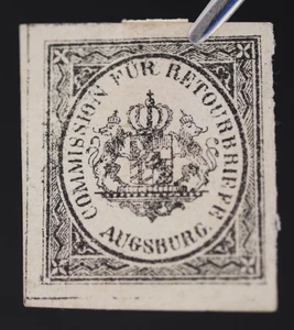 1865 Bayern Augsburg Deutschland Lokalpost Return to Sender Stempel - Bild 1 von 3
