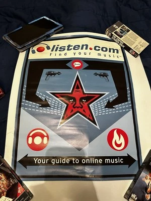 Póster Y2K Shepard Fairey Listen.com coleccionable música Napster raro tamaño completo Foto 1 de 4