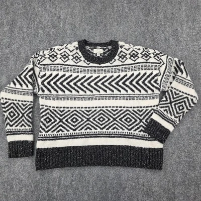 Suéter para mujer Lucky Brand mediano geométrico Atzec cuello redondo suéter tejido suave Foto 1 de 4