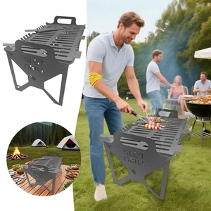 Foldable Portable Grill,Slot Grill Collapsible BBQ Grills,Camping Hibachi Grills - Picture 1 of 8