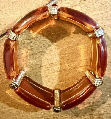 Vintage Acrylic or Lucite (?) Amber/brown toned chunky Bracelet, Women - Image 1 of 3