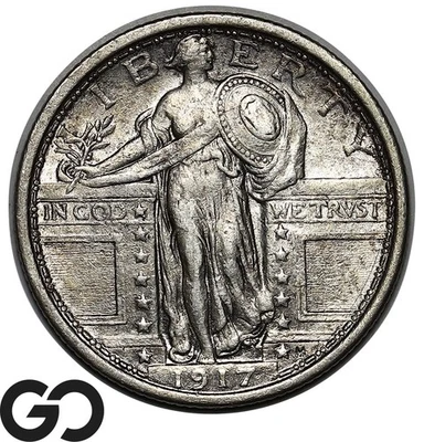 1917 Standing Liberty Quarter, Type 1, Choice AU - Image 1 of 3
