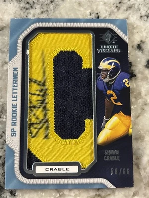 Shawn Crable 2008 SP Rookie Threads Letterman Auto 58/66 Michigan Wolverines  - Image 1 of 4