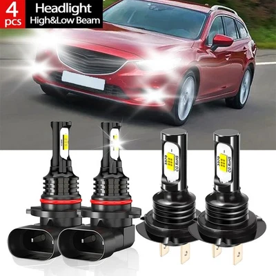 For Mazda 6 2011-2013 LED Headlight Bulb High Low Beam Kit Combo 4x 9005+H7 - Imagem 1 de 4