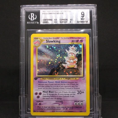 🔥 BGS 9 MINT 1ST EDITION SLOWKING HOLO RARE | NEO GENESIS 14/111 🔥 - Image 1 of 4