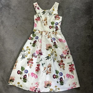 Yumi White Floral Midi Dress Size 8 - Picture 1 of 2