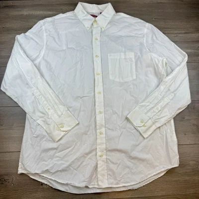 Camisa Oxford IZOD Manga Larga Con Botones Para Hombre XLT Alta Blanca Bolsillo OCBD Foto 1 de 4