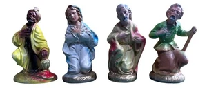 Vintage handbemalte Kunststoff Krippenfiguren 4er Set Maria Josef Blasform - Bild 1 von 6