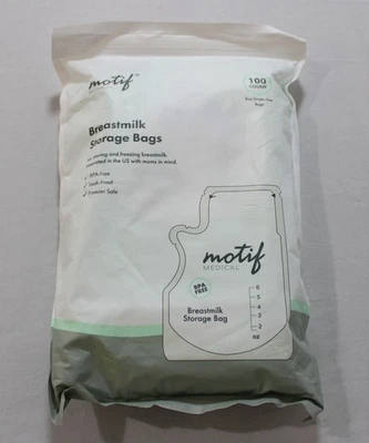 Bolsas de almacenamiento de leche materna Motif Medical Baby de un solo uso 100 unidades WR4 transparentes 8 oz Foto 1 de 4