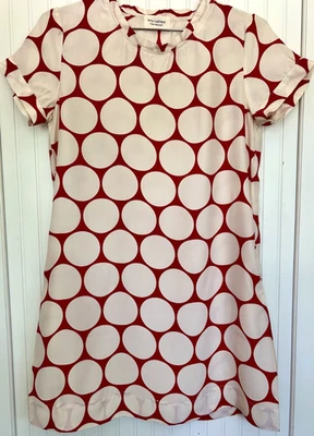 Nili Lotan Pink and Cream Polka Dot Silk Shift Dress Size S Made in USA Pockets - Image 1 of 4