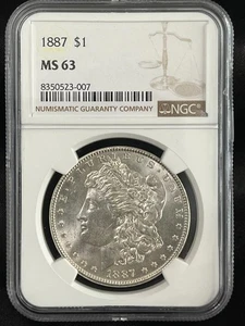 1887 Morgan Silver Dollar $1 NGC MS63 - Picture 1 of 4