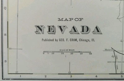 Mapa NEVADA 1902 22"x14" ~ Antiguo Antiguo Original BURNING MAN LAS VEGAS NV Foto 1 de 4