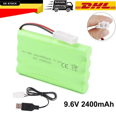 9,6V RC Akku 2400mAh Tamiya Stecker USB Ladekabel für RC Auto RC Truck RC Boot - Bild 1 von 4