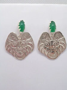 Orecchini pendenti in ARGENTO 925 con Pietra verde - imitazione smeraldo - giada - Foto 1 di 4