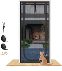 Reinforced Cat Screen Door,Fits Door Fits Size Up to 38''x 82'', Black 