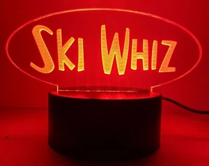 Ski Whiz Vintage Snowmobile Laser Engraved Acrylic Lighted Desktop Remote Sign - Picture 1 of 4