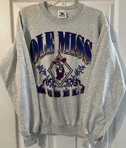 Vintage 80’s/90’s Ole Miss Rebels Crewneck Sweatshirt Sz Large Gray Col Reb - Picture 1 of 4