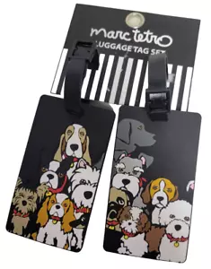 Marc Tetro Luggage Tags w Multiple Breeds Set of Two - Picture 1 of 6