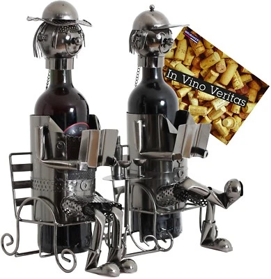 BRUBAKER portabottiglie per 2 Bottiglie di vino coppia di coniugi in metallo - Immagine 1 di 4