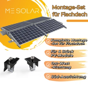 PV Halterung Flachdach Komplettset | für 4 Solarmodule | Ost-West/Süd |Aluminium - Bild 1 von 8