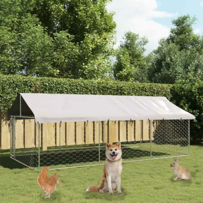 vidaXL Gabbia per Cani da Esterno con Tetto 400x200x150 cm - Immagine 1 di 4