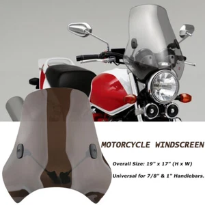 Parabrisas universal grande de 19"x17" para moto manillar de 7/8 y 1" parabrisas humo - Imagen 1 de 8