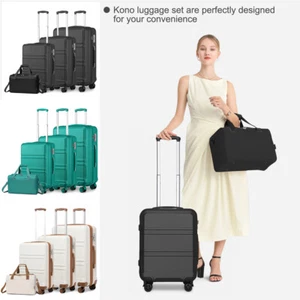 4er-Set Hartschalen 4-Rader-Trolley-Koffer Reisekoffer Handgepäck + Reisetasche - Bild 1 von 41