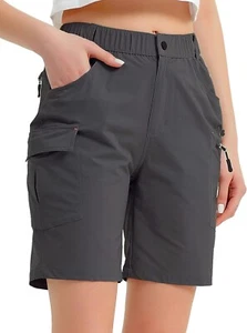 Nomolen Women's Hiking Cargo Shorts with Zipper Pockets UPF 50+ Brown Size L - Picture 1 of 10