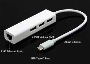 USB 3.1 Type C to RJ45 Lan Ethernet Adapter 3 USB HUB For PC Samsung huawei LG - Picture 1 of 8