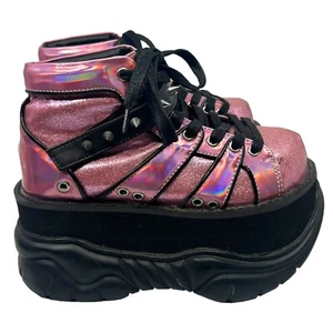 Bota Club Demonia Neptune 100 Plataforma Mujer US 4 Cyber Metallic Rosa Rave Spike - Imagen 1 de 5