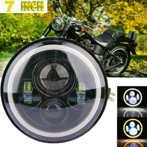 7 " LED Motorcycle Headlight Projector Hi-Lo Beam Halo Angle for Jeep Wrangler - Picture 1 of 11