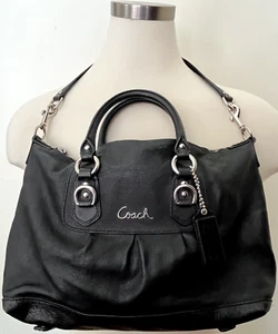 Coach Womens Bag Ashley Leather Black Satchel Double Handle F1182 F15445 - Picture 1 of 9