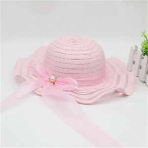 Baby Children Kids Girl Summer Floral Flower Straw Cap Visor Sun Hat Beach Hats