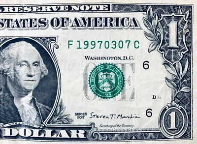 1997 3 July or March 7:  Birthday Note One Dollar Bill  F 1997-03-07 C - Image 1 of 3