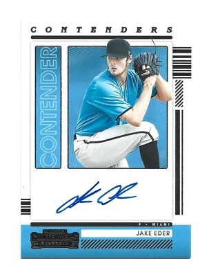 Jake Eder AUTOGRAPH Miami Marlins 2021 Panini Contenders AUTO Florida Baseball - Image 1 of 2
