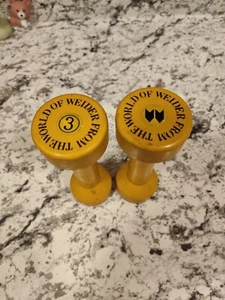 Vintage From The World Of Weider Rubber Coated Dumbbell Weights 3 Pound Yellow - Picture 1 of 8