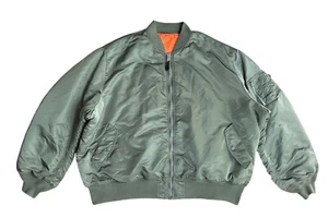 Vintage Alpha Industries M MA-1 USAF Green Reversible Flight Jacket Top Gun - Picture 1 of 7