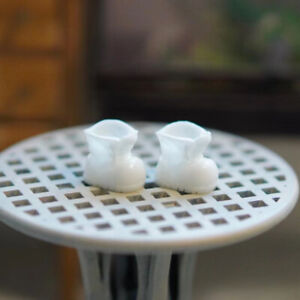 2PC Dollhouse Miniatures 1/12 Scale White Model Garden Shoe Flower Pot Uncolored