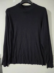 Jhane Barnes Sweater Mens 2XL Black Mock Pullover Silk Blend Stretch Solid VTG - Picture 1 of 12