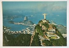 Brazil Statue of Christ Aerial Photo Postcard, Vintage Unposted Card