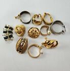 11 Vintage Clip-on / Screw Back Gold Earrings - All Unpaired, Mismatched, Marked
