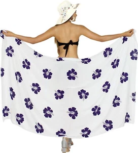 LA LEELA Rayon Cover Up Suit Bathing Wrap Sarong Printed 78"X43" Purple_4601 - Picture 1 of 3
