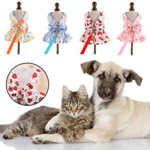 Pet Dog Cat Clothes Puppy Princess Dress with Harness Leash Chihuahua Skirt *US
