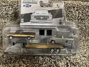 1:64 GreenLight BROWN 1986 Chevy K-30 Pickup w/GOOSENECK & Project 1983 C10 B&B - Picture 1 of 3