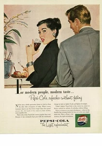 1953 PEPSI COLA Soda Gentleman Lady making small talk art Vintage Ad - Picture 1 of 1